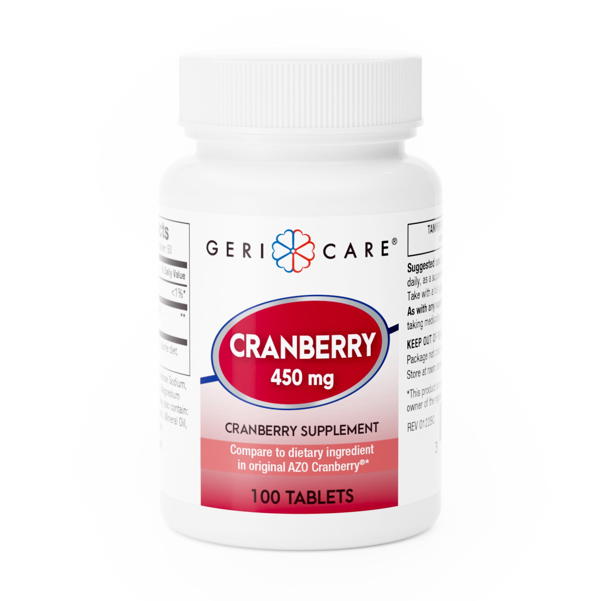 Geri Care Cranberry Supplement 450 mg. 100 Tablets, Pack of 12