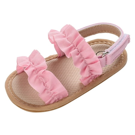 

MIUBAGIAL Summer Children Toddler Shoes Girls Sandals Flat Bottom Non Open Toe Solid Color Cloth Pleated Upper Cute and Comfortable