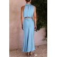 thumbnail image 5 of PRETTYGARDEN Women's 2 Piece Satin Outfits Summer Sleeveless Mock Neck Crop Tops and Long Skirt Dress Sets, 5 of 7