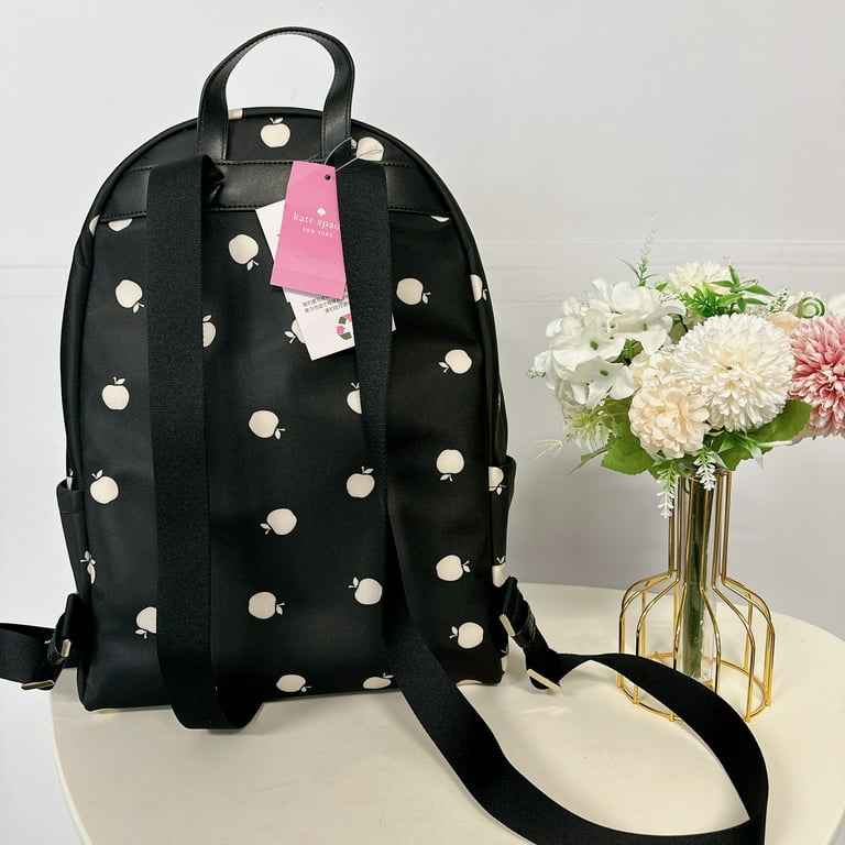 Kate Spade Chelsea Little Better Nylon Large Backpack Black Apple Print
