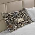 thumbnail image 2 of Ambesonne Gothic Art Knitted Quilt Pillowcover, Mushroom Skulls Occult, 36"x20", Eggshell and Charcoal Grey, 2 of 2