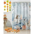 thumbnail image 3 of Coastal Shower Curtain Set ，Waterproof Fabric Shower Curtains Thanksgiving Pumpkin Starfish Shells Blue Letter Shower Curtains for Bathroom,Bathroom Decor 72"x96", 3 of 7