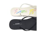 Old Navy Women Beach Summer Casual Flip Flop Sandals (9 White Script & Black Flip flops)