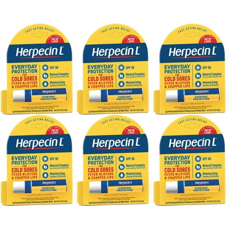 pack of 6 HERPECIN-L COLD SORE LIP BALM 0.1 oz