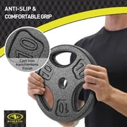 Athletic Works 100LB Black Cast Iron Standard Weight Plate Sets, Used as Both Dumbbell and Barbell,1-inch Holes Fit Standard Sized Bar