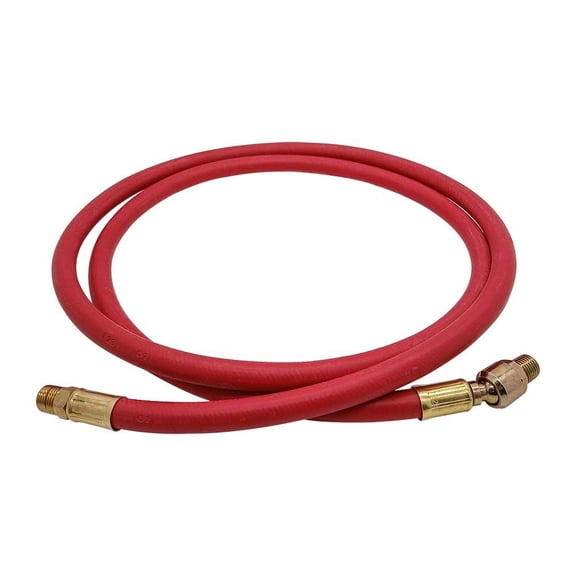 Interstate Pneumatics HA44-06EBS Red Rubber Air Hose 1/4 Inch x 6 feet 300 PSI 4:1 Safety Factor