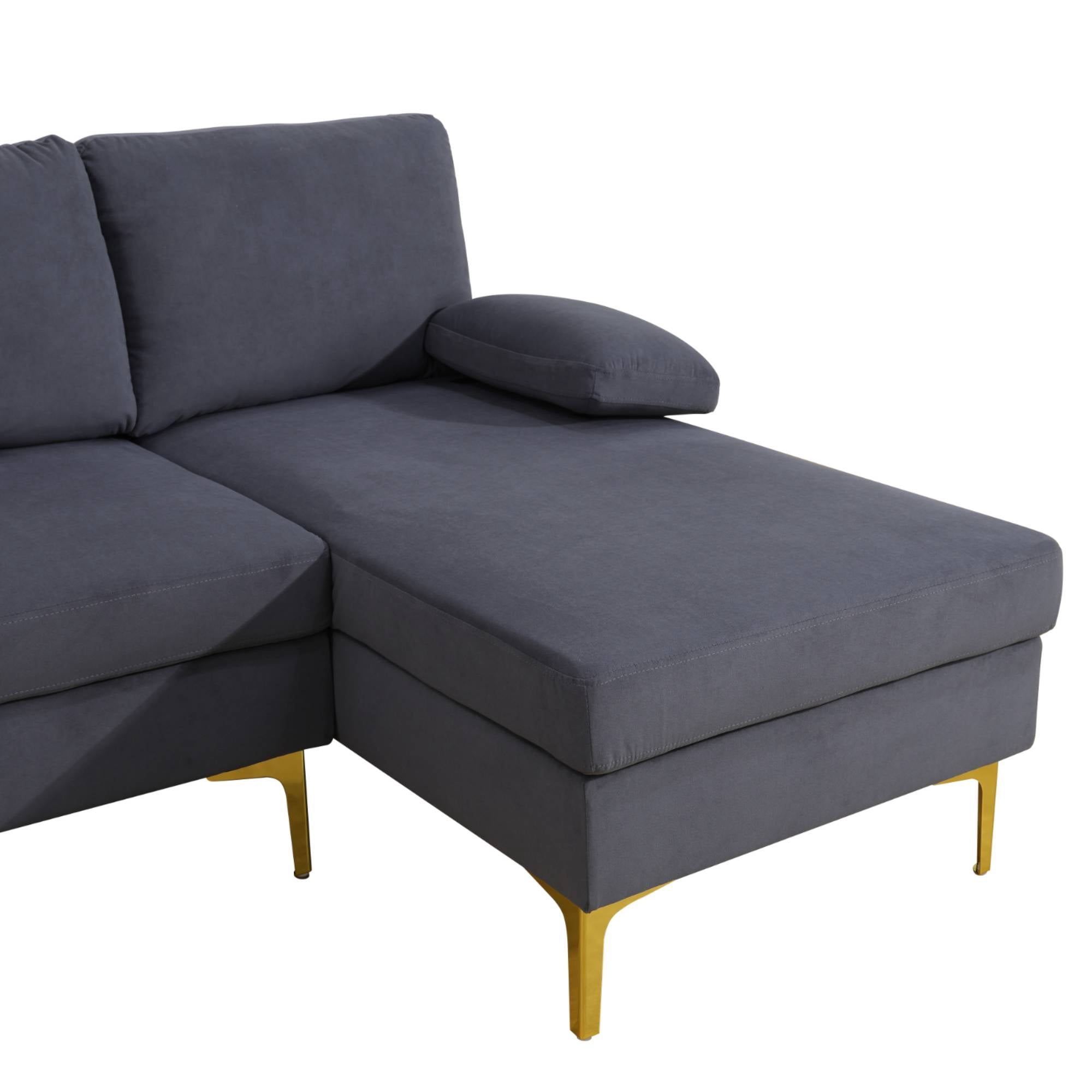 U Shaped Sectional Sofa Couch with Double Chaise Modern Modular Sleeper Couches for Living Room, Deep Grey