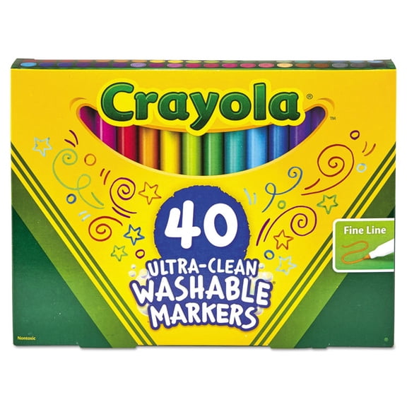 CrayolaUltra-Clean Washable Classic Markers, Fine Point - Classic Colors, 40 per Set