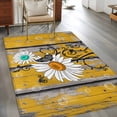 thumbnail image 4 of Area Rug 48×72in, Farmhouse Daisy Green Flowers Floor Carpet Living Room Rug, Retro Wooden Grain Non-Slip Welcome Mat Indoor Rugs for Bedroom Dining Room, 4 of 9