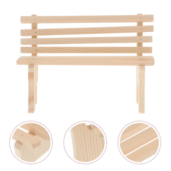 Luxshiny Park Benches Model Mini Wooden Bench Beige Wood 1Pack