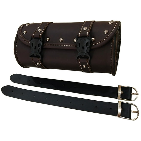 IDEANATEGRATE 1Pack Dark Brown Pu Leather Saddlebag for Tool Storage Motorcycle Accessory Outdoor Use