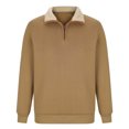 thumbnail image 5 of cfhntfmh Men's Quarter Zip Sweatshirt Sherpa Lined Fleece Zipper Pullover Warm Cotton Sweatshirt Winter Tops（Khaki,Small), 5 of 6
