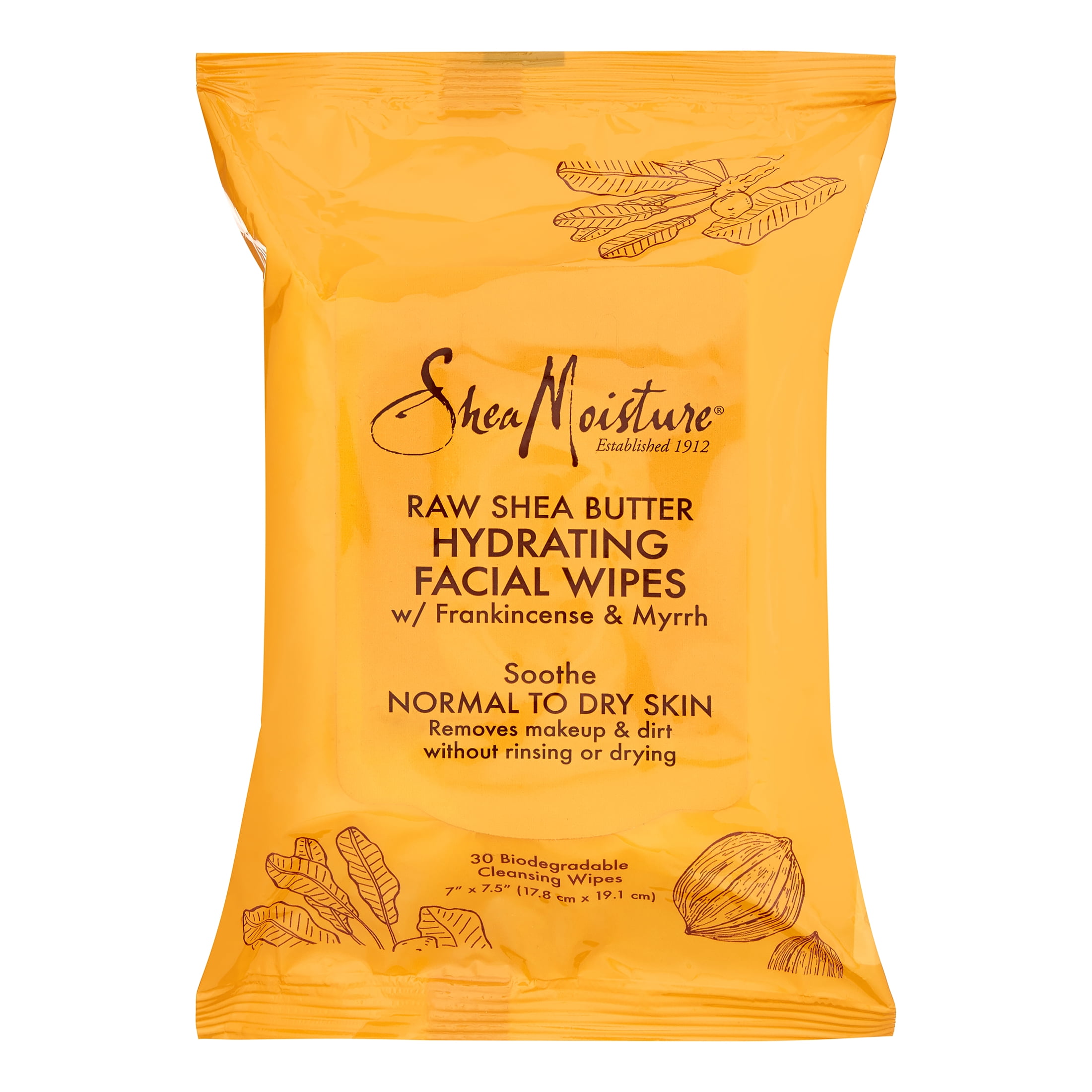 SheaMoisture Raw Shea Butter Hydrating Facial Wipes, 30 Count