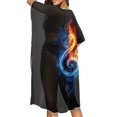 thumbnail image 4 of HELLHERO Polyester Cardigan Swimsuit Cover ups for Beach Lightweight Long Ice and Fire Note Design, 4 of 6