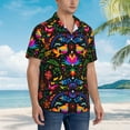 thumbnail image 5 of Goofa Mexican Flower Traditional1 Hawaiian Shirt for Men, Unisex Summer Beach Casual Short Sleeve Button Down Shirts,Aloha Tropical Floral print shirt-Small, 5 of 9