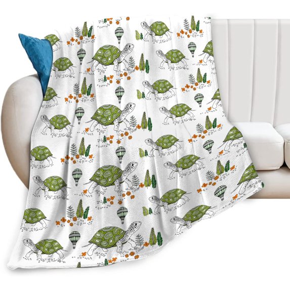 Turtle Blanket for Girls Women Gifts Turtles Florals Throw Blanket for Kids Adults Ultra Soft Cozy Fleece Blanket for Couch Sofa \u200bBed 40"x50"