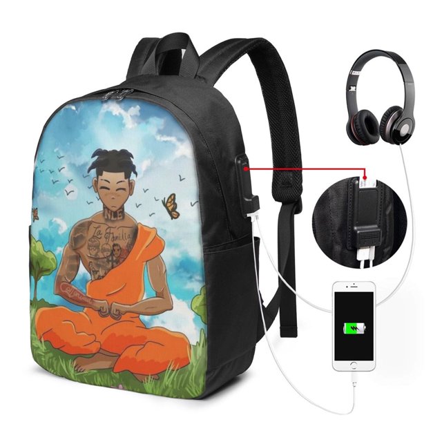 Mochila de viaje Nle Choppa para portátil, resistente al agua, con puerto de carga USB, ideal para la universidad y la escuela, para hombres y mujeres.