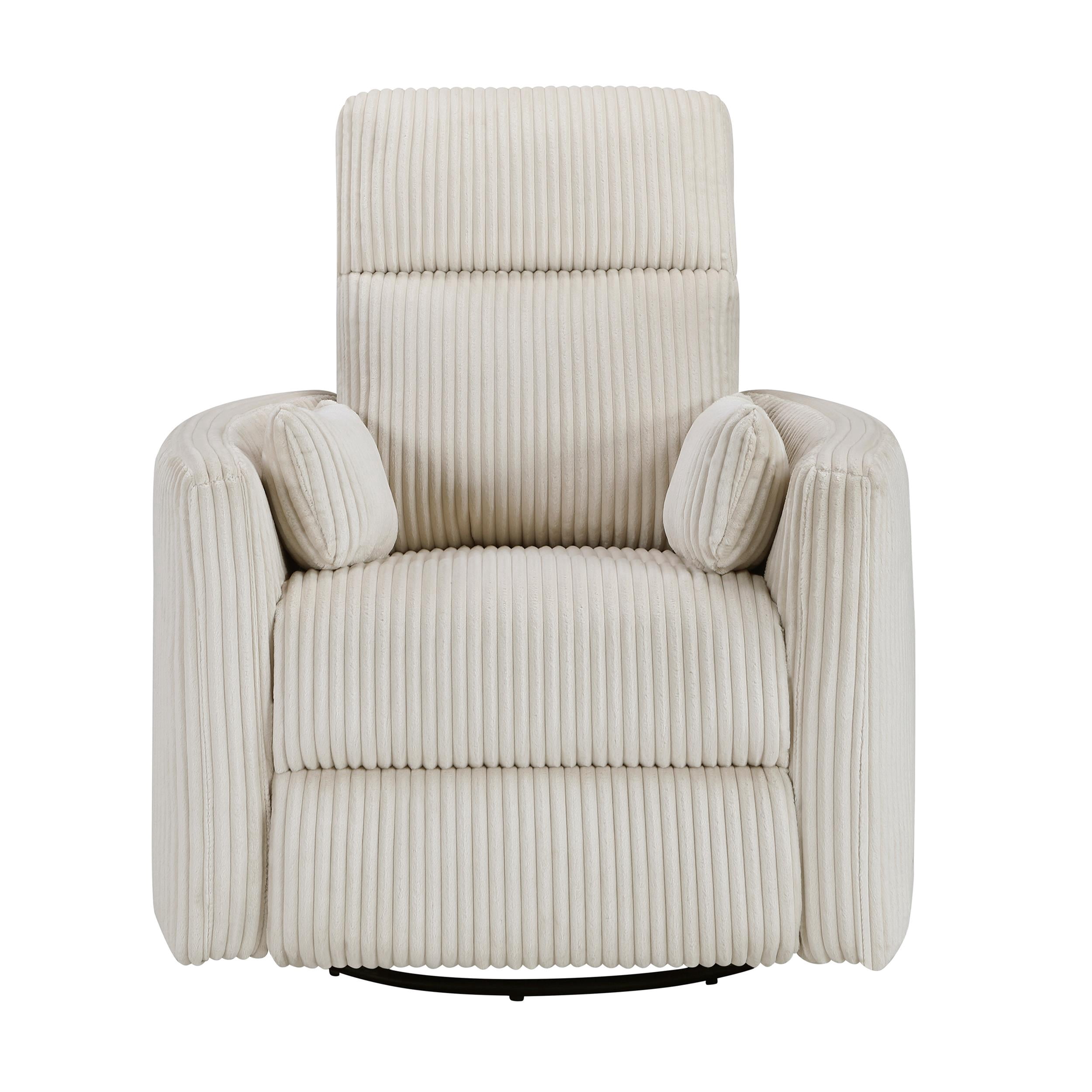 Lexicon Traverse Corduroy Swivel Glider Reclining Chair in Beige