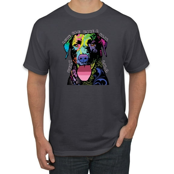 Love Can Make a Tail Wag Pitbull Dog Lover Men's Graphic T-Shirt, Charcoal, Small