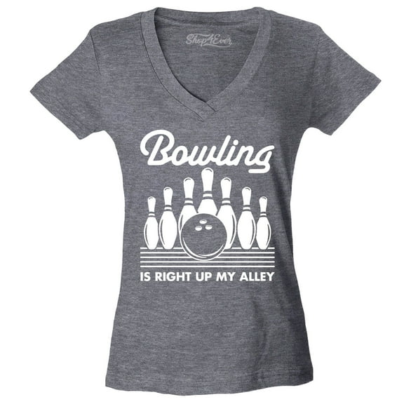 Shop4Ever Women's  This is My Spare Shirt Funny Bowling Slim Fit V-Neck T-Shirt XX-Large Heather Charcoal