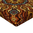 thumbnail image 2 of Ambesonne Ethnic Fitted Sheet, Warm Colored Design Boho, Queen Size, Marigold Yellow, 2 of 3