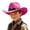 Hot Pink, variant on Bobifish Boys Cowboy Hat Wide Brim Cowboy Hat With Bull Decoration Holiday Casual Activity Hat For Sun Protection