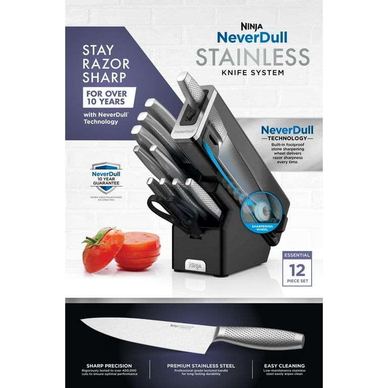 Ninja NeverDull Essential 12-Piece Kitchen Cutlery, Stainless