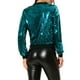 thumbnail image 3 of Chaqueta bomber de mujer INSPIRE CHIC con lentejuelas, cierre de cremallera y bolsillos ocultos, color azul lago, 3 of 6