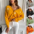 thumbnail image 2 of Dulce chaqueta de suéter con cuello en V bordado de crisantemo pequeño para mujer otoño e invierno nuevo cárdigan de punto suelto, 2 of 4