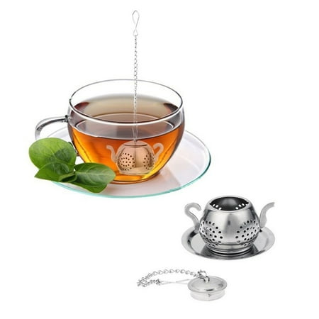 

huanledash Stainless Steel Strainer Tea Infuser Filter Kettle Shaped Kitchen Drinking Tool
