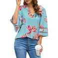 thumbnail image 6 of luvamia Women's Summer Floral Print V Neck Shirts Flowy Sleeve Blouse Casual Tops Size S, 6 of 8
