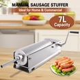 thumbnail image 2 of Hakka 15 Lb/7 L Horizontal Sausage Stuffer, Stainless Steel 2-Speed Manual Meat Filler with 4 Stuffing Nozzle, 2 of 8