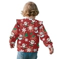 thumbnail image 3 of Xoenoiee Santa Claus Snowman Snowflake Tree Print Ruffle Sweatshirt Crew Neck Pullover Christmas Long Sleeve Shirts for Toddler Kids Xmas Loose Workout Top Back to School Outfits, Size 1-2 Years, 3 of 7