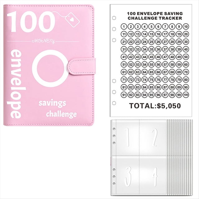 Desafío de Ahorro de Dinero de 100 Sobres, Carpeta de Desafío de 100 Sobres, Carpeta de Ahorro de Dinero, Libro de Presupuesto (Rosa)