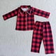 thumbnail image 4 of Conjunto de ropa de dormir de Navidad para niños, cárdigan a cuadros rojo y negro, Tops y pantalones a juego para bebés, pijamas para niños pequeños, 4 of 4