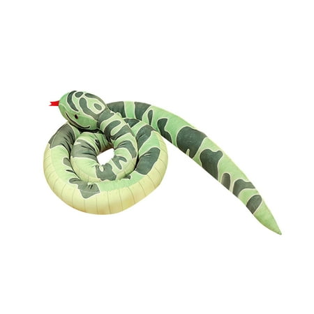 Giant Snake Plush Realistic Toy Cuddly Long Snake Pillow for Home Decoration 1.9m Green