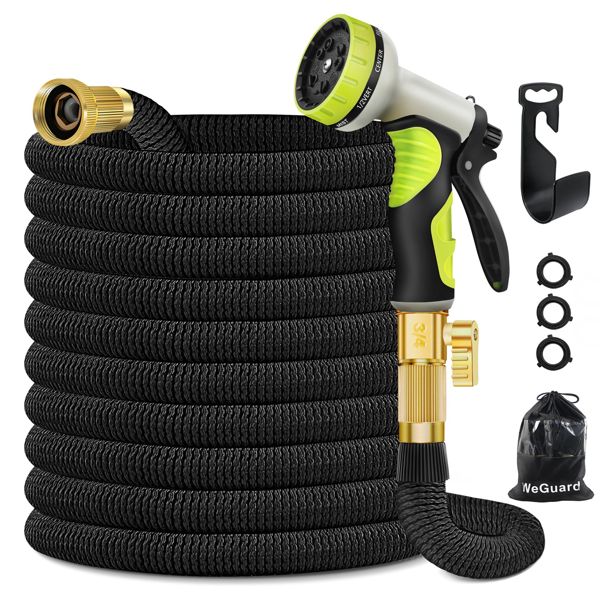 50/75/100FT Flexible Expandable Garden Water Hose with 9 Function Spray Nozzle 