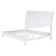 thumbnail image 4 of Heo Queen Size Bed, Sleigh Beige Upholstered Headboard, White Wood, 4 of 7