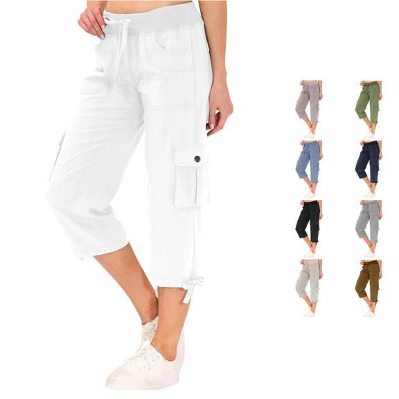 NordicNest Womens Capris with Pockets Loose Fit Casual Capri Pants Dressy Lightweight Ladies Baggy Cargo Pants for Hiking