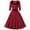 Wine, variant on PuLe 【New】 Summer Short Sleeve Dress Women 3/4 Sleeve Square Neck Lapel 1950s Vintage Audrey Hepburn Style Cocktail Swing Dresses Retro 50s 60s Wedding Prom Dress