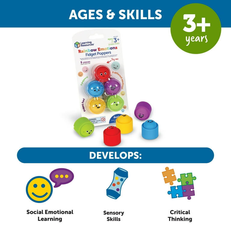 Learning Resources Rainbow Emotions Fidget Poppers, Set of 5 photo 5
