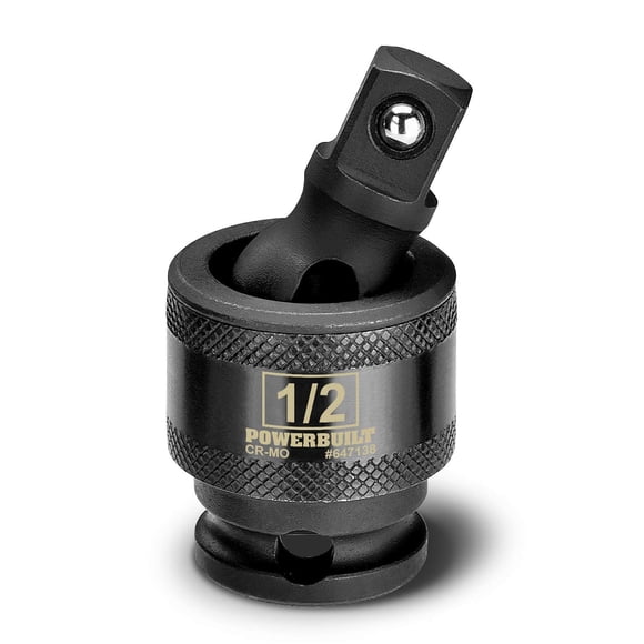 Junta Universal De Impacto Powerbuilt De 1/2 Pulgada, Acero Cromado Moly - 647138 Negro