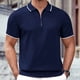 thumbnail image 2 of Camisas de Vestido para Hombre de Manga Corta Viscosa 1/4 Cremallera, Camiseta de Punto Casual con Rayas Y Cuello de Giro para la Oficina, el Golf Y el Uso de Negocios, 2 of 8