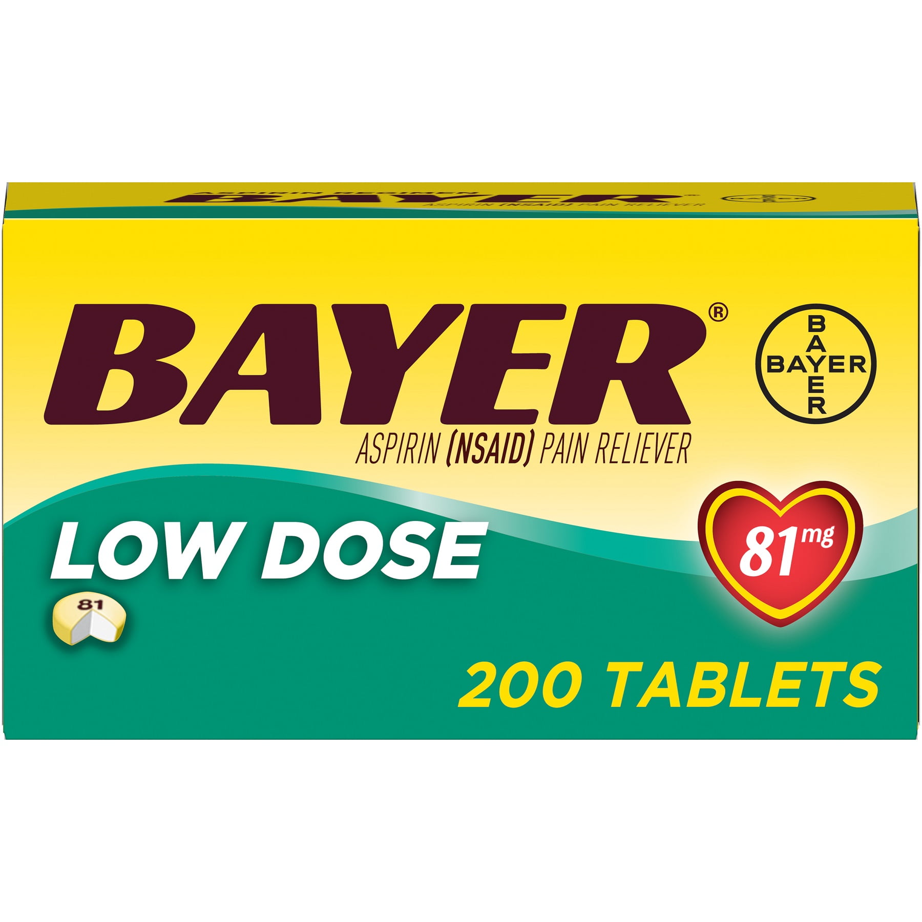 Bayer Aspirin Regimen Low Dose Pain Reliever Enteric Coated Tablets, 81