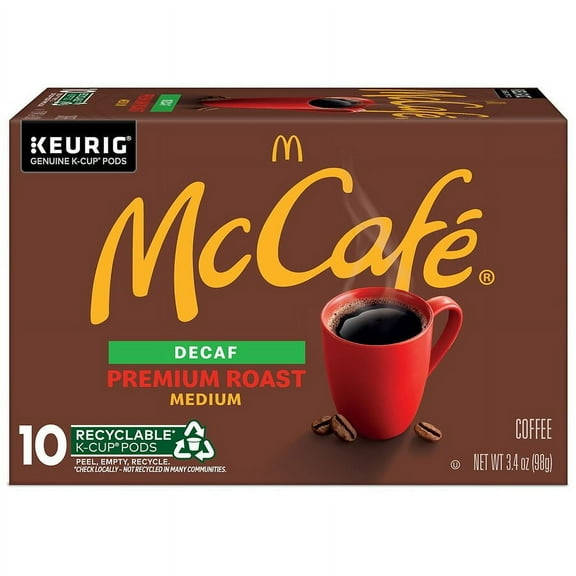 McCafe Premium Roast Decaf Coffee K-Cup Pods, Decaffeinated, 10 ct