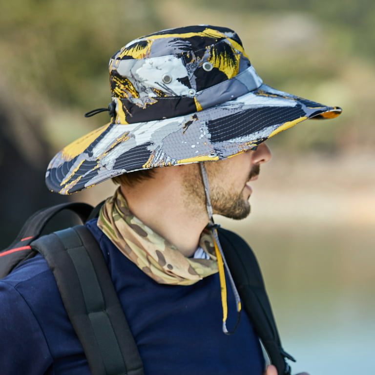 Men Mountaineering Fishing Camouflage Hood Rope Outdoor Shade Foldable  Casual Bucket Hat Animal Bucket Hat Adult Cute Bucket Hats 