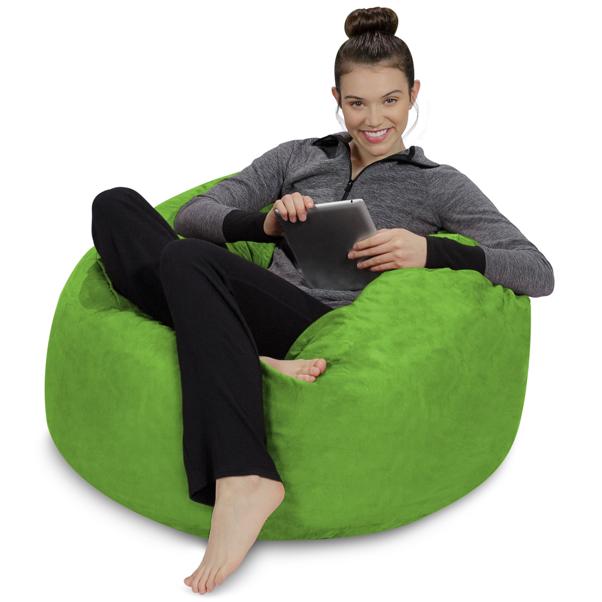 Sofa Sack Bean Bag Chair, Memory Foam Lounger with Microsuede Cover, Kids, 3 ft, Lime