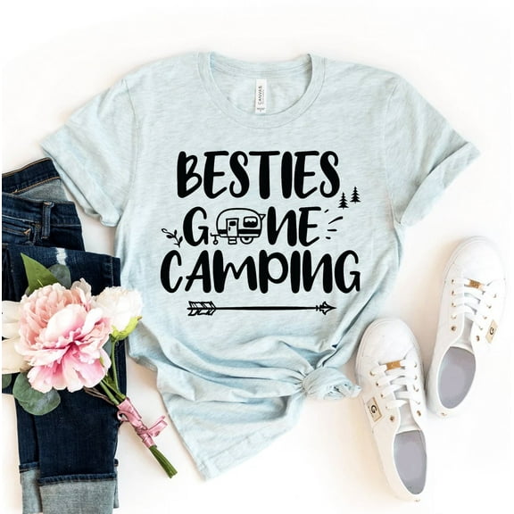 Besties Gone Camping T-shirt Women's Road Trip Shirt Vacation Shirts Outdoors Top Adventurer Gift Weekend Tshirt Hiking Tee