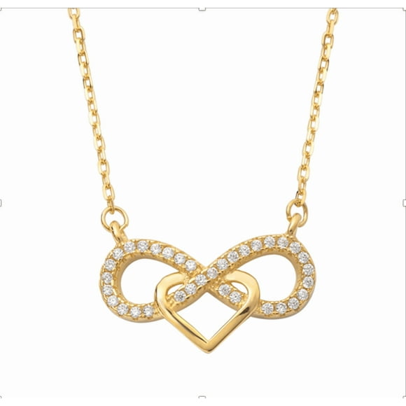 callura Collier Pendentif Cœur Infini en Or avec CZ Swarovski en Cristal avec Carte-Cadeau des Fêtes – Design de Cœur Ton Or Élégant