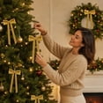 thumbnail image 6 of Christmas Glitter Double Ear Bow Ornaments Hanging Decorations for Tree Wreath and Garland, 6 of 6